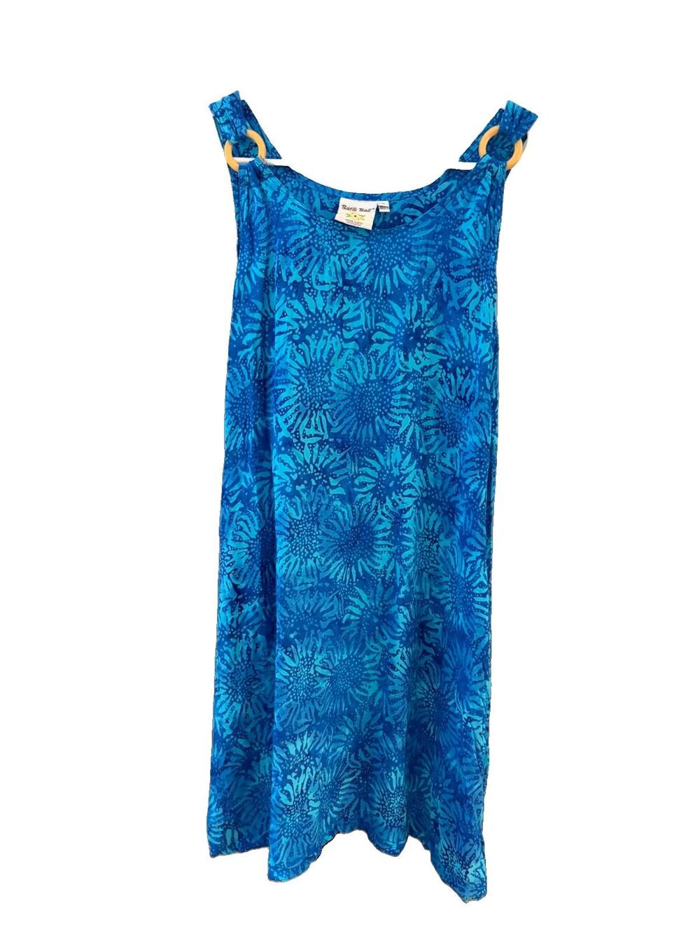 Vintage Batik Bali Blue SunFlower Summer LIGHTWEIGHT Dress